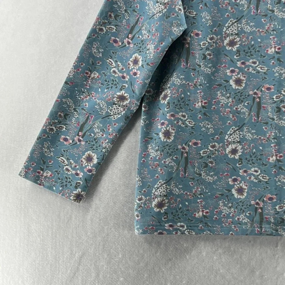 AZOR22 & ASOR SHOP Top Girls XL Floral French Terry Crewneck Long Sleeve Blue - Picture 7 of 10